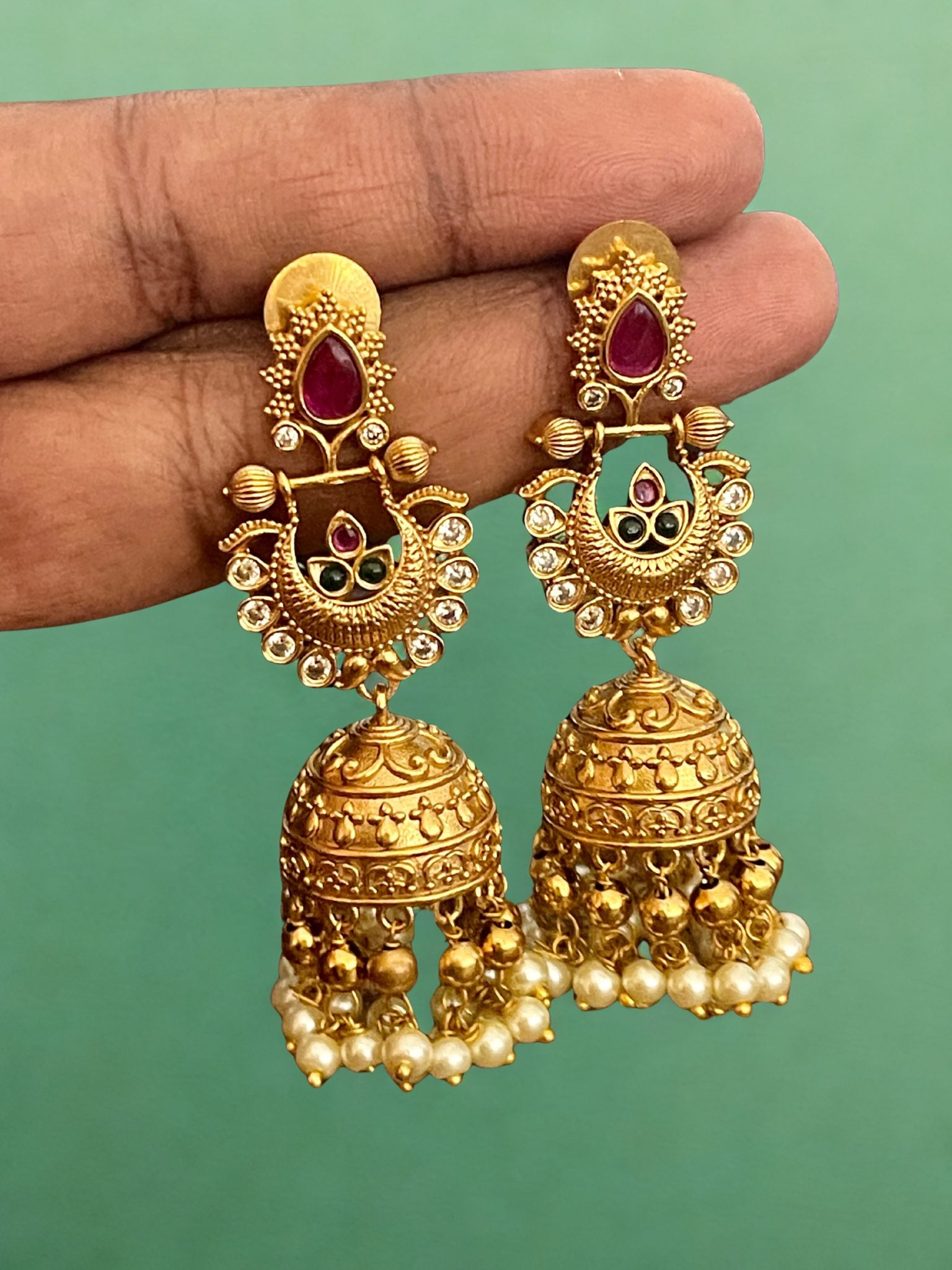 Antique Chand Bali Rivet Jhumkas