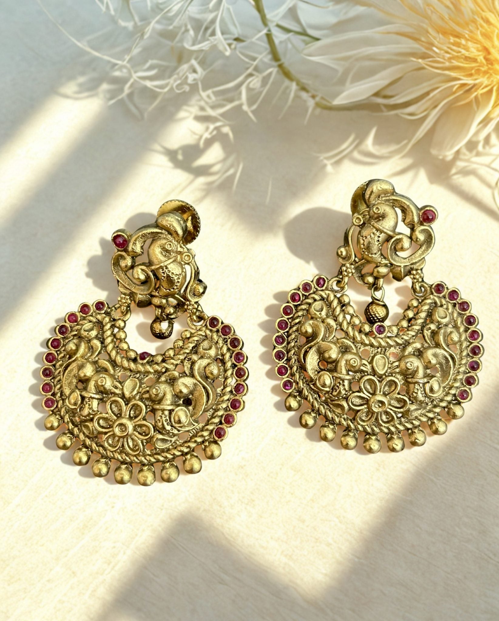 Antique Peacock Chand Bali Earrings